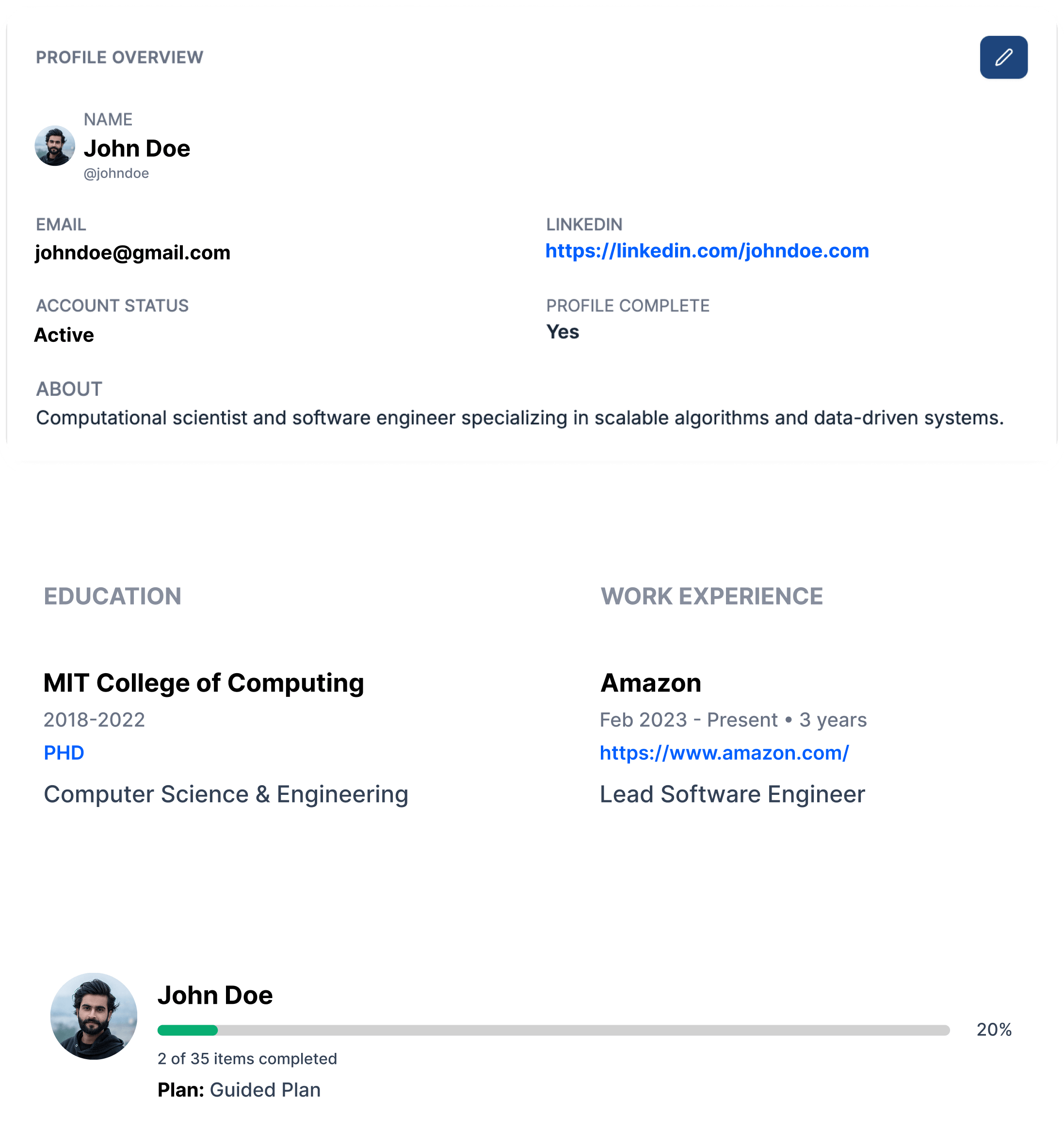 Onboarding & Profile Evaluation