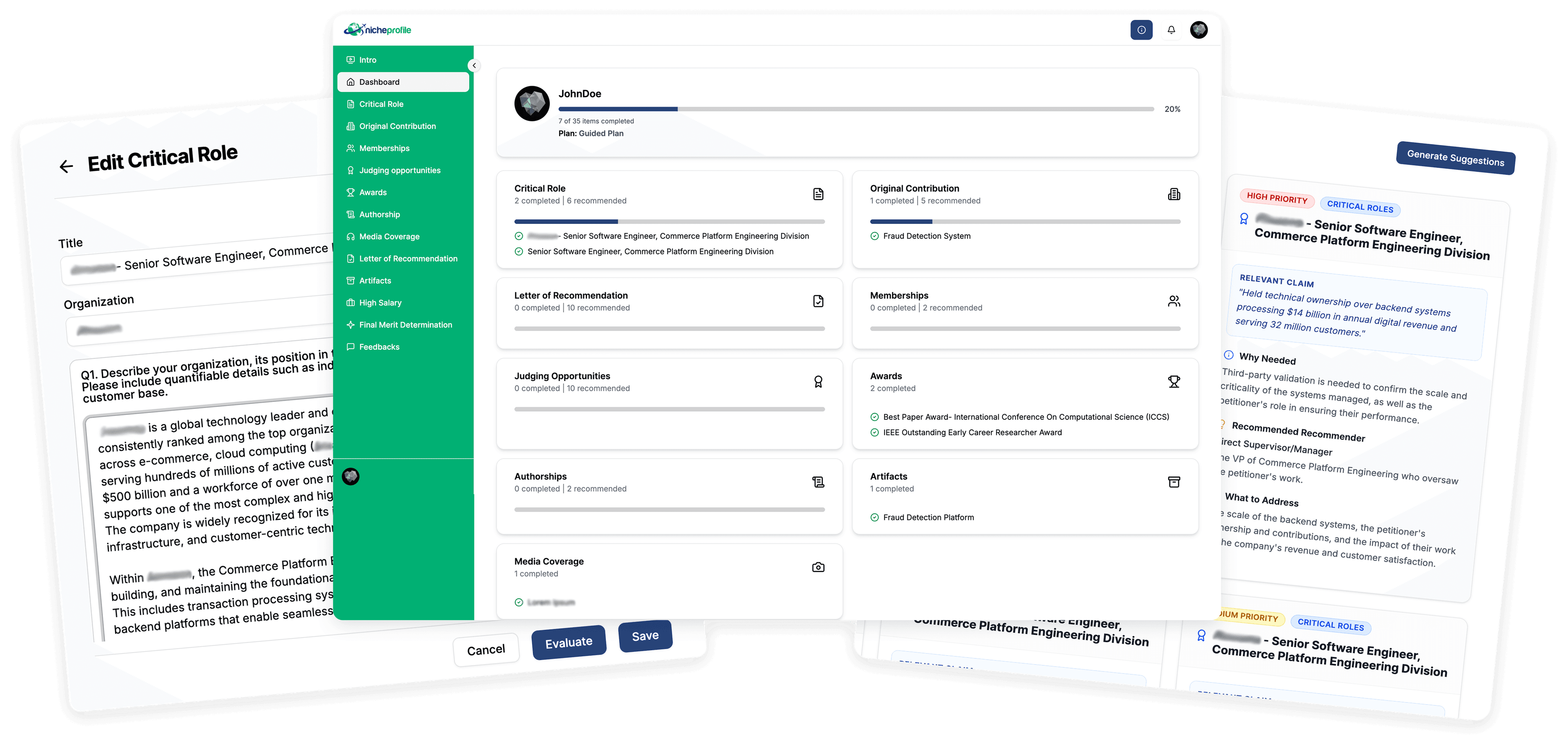 NicheProfile EB-1A petition builder preview