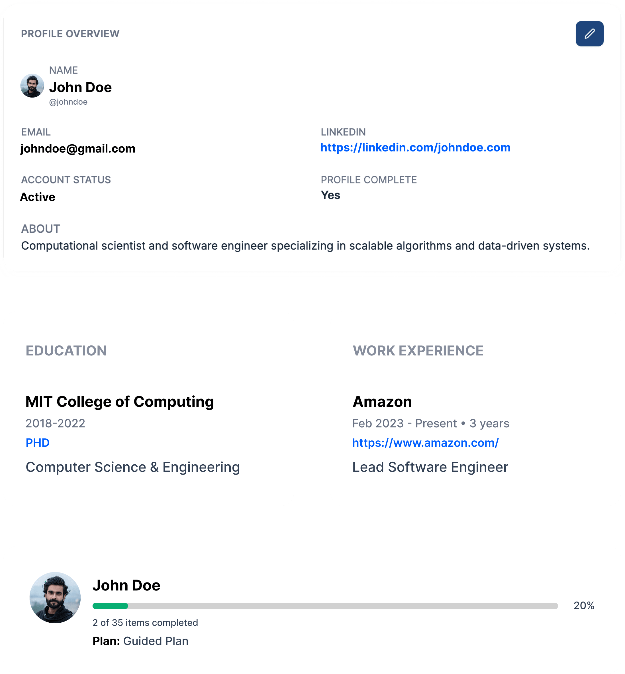Onboarding & Profile Evaluation